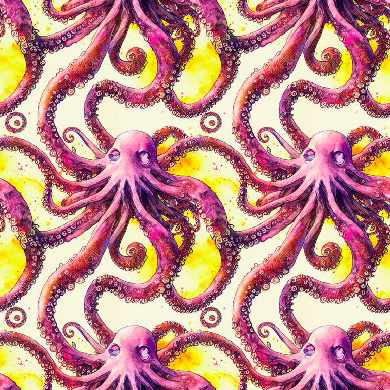 6 x high quality digital Octopus art pattern in a seamless repeated ...
