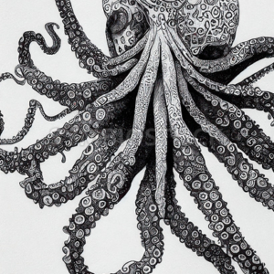 Free test download - Octopus portrait ink drawing – 6656 by 9728