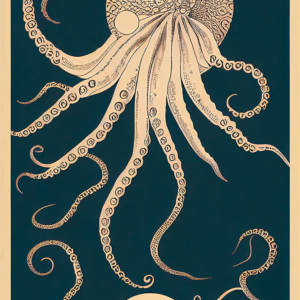 Poster vintage octopus - size - 6656 x 9728